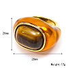 Oval 304 Stainless Steel with Natural Tiger Eye Finger Rings FS-WGC5475-02-1