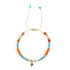 Bohemian Natural Mixed Gemstone Round Beads Braided Beaded Bracelets MK7779-1-1
