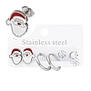 3 Pairs 3 Styles Christmas 304 Stainless Steel Hoop & Studs Earrings Set for Women EJEW-K279-12B-P-1