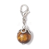 6Pcs Round Natural Black Onyx & Carnelian & Amethyst & Tiger Eye & Green Aventurine & White Jade Pendant Decorations HJEW-JM03831-02-4