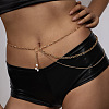 Alloy Cable Chain with Plastic Pearl Oval Bead Tassel Waist Belly Chains for Women FS-WG1E790-01-1