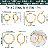 Beebeecraft 12Pcs 3 Style 201 Stainless Steel Huggie Hoop Earring Findings STAS-BBC0004-91G-2