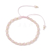 Flat Round Natural Rose Quartz Beads Braided Bead Bracelets BJEW-JB13247-02-2