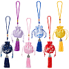 SUPERFINDINGS 6Pcs 6 Colors Plum lossom & Dragon Pattern Brocade Bag Pendant Decorations HJEW-FH0001-52-1