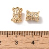 Brass Micro Pave Clear Cubic Zirconia Beads KK-G503-21G-2