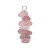 3Pcs Natural Rose Quartz & Aquamarine & Rose Quartz Chip Beaded Constellation Pendants PALLOY-JF03043-04-3