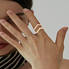 2Pcs 2 Colors Zinc Alloy Cuff Rings for Women RJEW-LP0005-16-3