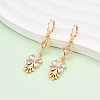 Flower Brass Micro Pave Cubic Zirconia Dangle Leverback Earrings EJEW-N058-13G-1