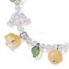 Dyed Natural Mixed Stone & Glass Beaded Stretch Bracelet with Flower Charms BJEW-JB10176-04-3
