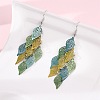 430 Stainless Steel Leaf Dangle Earrings EJEW-A137-10P-01-3