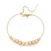 Adjustable Brass Beaded Slider Bracelets for Women BJEW-T022-22G-5