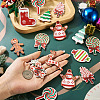36Pcs 12 Styles Single Face Printed Wood Big Pendants WOOD-TA0002-93-7