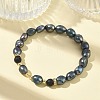Natural Cultured Freshwater Pearl & Lava Rock Beaded Stretch Bracelets for Women BJEW-JB13714-01-1