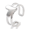 Non-Tarnish 304 Stainless Steel Heart Open Cuff Rings for Women RJEW-K273-11P-1