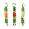 12Pcs 12 Styles Glass Seed Beads & Brass Rondelle Beaded Connector Charms PALLOY-JF03294-2