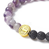 Natural & Synthetic Mixed Gemstone & Alloy Saint Benedict Beaded Strech Bracelets for Women BJEW-JB09343-3