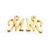 Golden Plated Alloy Letter Pendants X-PALLOY-P097-01-M-1