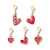 5Pcs Heart Alloy Enamel Pendant Decorations HJEW-JM02756-1