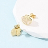 Brass Enamel Stud Earrings LS-EJEW-B152-01G-04-3