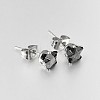 Lady's 304 Stainless Steel Pave Cubic Zirconia Star Ear Studs X-EJEW-L094-8mm-04-2