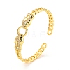 Leopard Door Knocker Shape Cubic Zirconia Cuff Bangle BJEW-D448-21G-RS-1