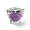 Natural Amethyst Dolphin & Heart Adjustable Rings RJEW-K241-02P-03-1