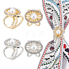   4Pcs 2 Colors Crystal Rhinestone Oval with Plastic Pearl Scarf Buckle Ring AJEW-PH0004-22-1