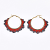 Handmade Japanese Seed Beads Hoop Earrings SEED-T002-44-2