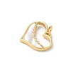 Brass Pave Natural White Shell Heart Charms with Jump Rings KK-S522-08E-G-2