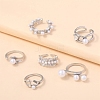 6Pcs Alloy Rhinestone Cuff Rings PW-WGC1140-01-2