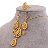 Teardrop Brass Pendant Necklace & Hoop Earrings & Finger Ring for Women FS-WGC4231-01-1