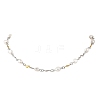 Nuggets Shell Pearl Beads & 304 Stainless Steel Wave Link Chain Necklaces NJEW-JN06364-2