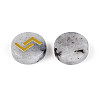 Brass Elder Futhark Alphabet Engraved Symbol Flat Round Natural Labradorite Rune Stones G-I373-01K-2