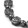 Hexagon with Skull Synthetic Non-Magnetic Hematite Beaded Necklaces for Women Men NJEW-E097-07-2