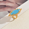 Brass Glass Cuff Open Rings for Women VY2742-2-1