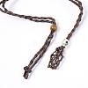 Adjustable Braided Waxed Cord Macrame Pouch Necklace Making MAK-WH0009-02B-2