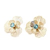 Flower Brass Micro Pave Cubic Zirconia Stud Earrings EJEW-F391-07G-02-4