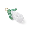 Glass Seed Beaded 3D Eggplant Pendants PALLOY-MZ00942-04-3
