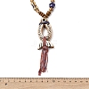 Ceramic Fish Pendant Adjustable Waxed Cord Necklaces for Women NJEW-B146-06-5