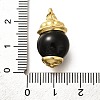 Brass & Natural Black Agate(Dyed & Heated) Pendants KK-Q043-22G-3