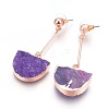 Natural Druzy Quartz Dangle Stud Earrings EJEW-F171-02F-2