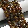 Faceted Natural Dragon Veins Agate Beads Strands G-F447-12mm-L09-2