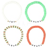 4Pcs Handmade Polymer Clay Heishi Bead Stretch Bracelet Sets BJEW-FS00030-1