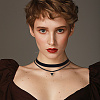 4Pcs 2Styles Alloy & Black Velvet Inverted Triangle Pendant Double Layer Choker Necklaces NJEW-WH20002-11B-4