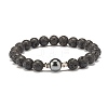 Natural Wood Beads Stretch Bracelets Set BJEW-JB07344-2