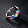 Rainbow Color Pride Flag Enamel Rectangle Rotating Ring RABO-PW0001-038C-5