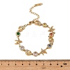 Ocean Theme 304 Stainless Steel Rhinestone Link Chain Bracelets for Women SA-CBA183D-09B-G-3