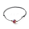 Energy Pearl Luster Plated Natural Agate Round Faceted Beads Bracelet BJEW-JB06749-02-4