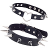 2Pcs 2 Styles Adjustable Gothic PU Leather Alloy Heart Spike Rivet Choker Necklaces for Women NJEW-CL0001-16-1