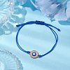 Evil Eye Alloy Crystal Rhinestone Link Braided Bracelets BJEW-JB10787-2